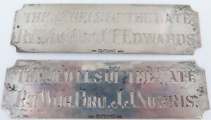 Antique Unusual Usa Masonic Sterling Silver Plaques Brothers Norris Edwards