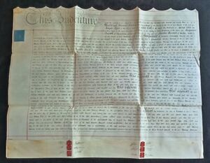 Antique Vellum Document 1824 Indenture York England Land Assignment
