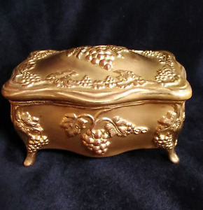 Antique Benedict 925 Oromolu Gold Over Sterling Silver Ornate Jewelry Casket Box