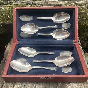 Antique Set Of 6 Teaspoons With Box