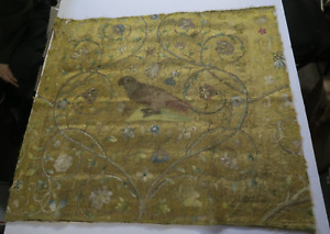 18 C Antique Ottoman Turkish Embroidery Textile Cloth With Bird Parrot Handmade