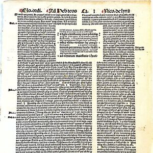 1498 Froben Incunable Bible Leaf Manuscript Christian Decor Medieval Art H