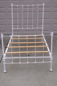 Antique Cast Iron Twin Size Single Bed With Side Rails And Slats
