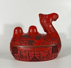 A Big Size Of Antique Chinese Cinnabar Camel Box 1313c