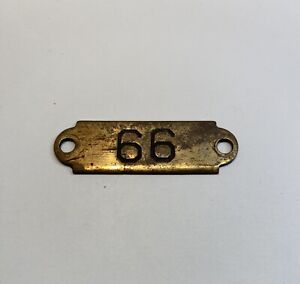 Antique Solid Brass Number Tag Vintage Locker Cabinet Library 66 Or 99 