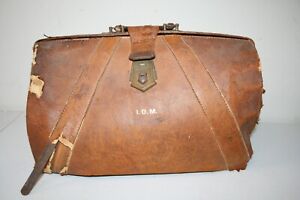 Idm Doctors Antique Leather Brown Bag Vintage Medical Hand Purse W Old Contents