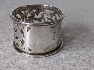 Antique Sterling Silver Napkin Ring Cut Out Design Birmingham 1902 45 X 30 M