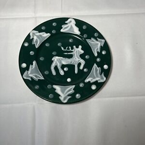 Ceramic Reindeer Plates Green And White Bath And Body Works Plate 1998