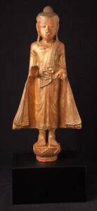 Antique Standing Mandalay Buddha Statue From Burma 19th Century