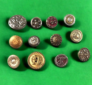 Lot Of 12 Different Beautiful Unique Antique Victorian Metal Buttons