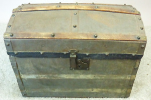 Antique Victorian Doll Dome Top Chest Wooden Steamer Trunk
