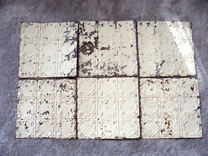 6 Antique Tin Ceiling Tiles 12 X12 Chippy Paint C1900 Small Pattern More Avaibl