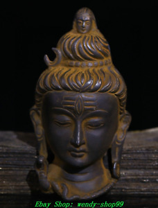 6 2 Old Tibet Bronze Shakyamuni Sakyamuni Amitabha Buddha Bust Head Statue
