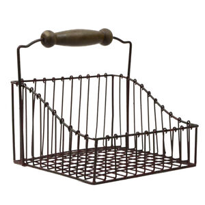 Rustic Metal Wire Storage Bin Basket Napkin Holder Travel Caddy Farmhouse Decor