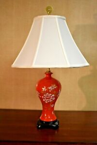 25 Chinese Porcelain Tung Chi Orange Meiping Vase Lamp Asian Oriental Peony