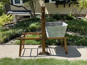 Antique Anchor Brand Folding Wash Tub Bench Stand With Tub
