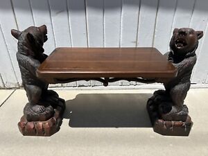 Carved Wood Black Forest Bears Children S Chair Or Table Bench