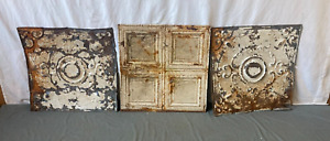 Lot Of 3 Antique Tin Ceiling 2 X 2 Shabby Tile 24 Sq Chic Vtg Crafts 139 23a