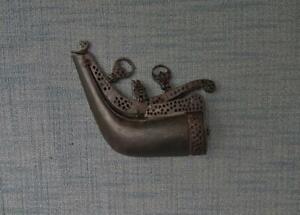 Antique 18 Century Islamic Indo Persian Steel Gun Powder Flask To Sword Shamshir