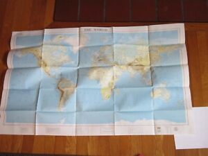 Vtg World Map Large American Geographical Society Around The World Program Wall