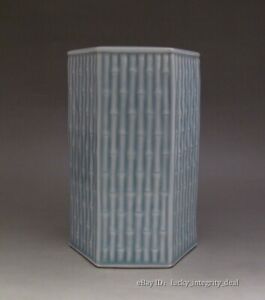Antique Chinese Qing Pink Green Blue Glaze Carved Porcelain Brush Pot Mark