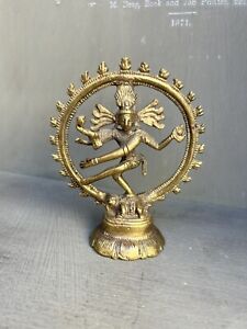 Vintage Aged Brass Hindu Nataraja Shiva Figurine Small 4 Statue
