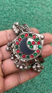 Ancient Stone Moon Islamic Lady Hand Bracelet Cuff Bangle Tribal Jewellery Brass
