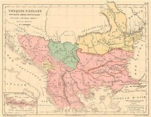 Turkey In Europe Principalities Recognising Suzerainty Balkans Candia 1880 Map