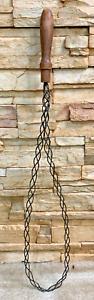 Vintage Antique Rug Beater Twisted Woven Braided Wire Hard Wood Handle 33 Long
