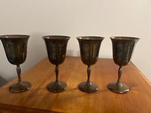 Set Of 4 Wine Goblet The Sheffield Silver Co Made In U S A 7 25 Tall 