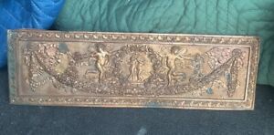 Antique Brass Salvage Ornate Cherubs Panel