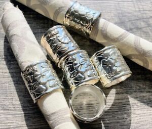  6 International Silver Co Silver Plated Floral Napkin Rings