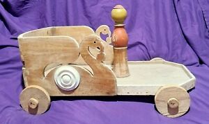 Great Antique Primitive Child S Wood Swan Form Cart Wagon Scoot One Of A Kind