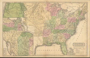 1831 United States Antique Map By Woodbridge Oregon Missouri Territory 17 7x11 3