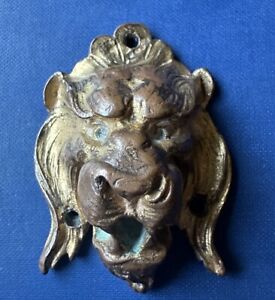 Antique Vintage French Gold Plated Cast Lion Face Furniture Salvage As Is 