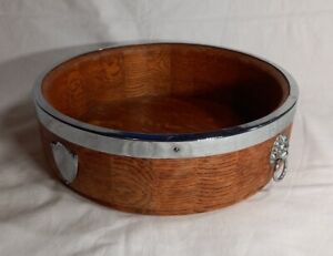 Vintage Ryecraft Woodware Oak Bowl With Lion Head Handles Shield