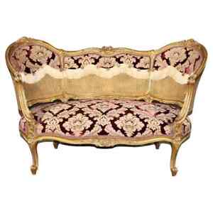 Fine Cane French Louis Xv Gilded Settee Canape Circa 1900