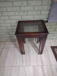 Vintage Imperial Nesting Table Mahogany And Glass