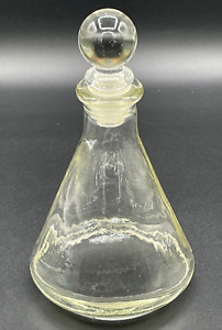 Vintage Apothecary Bottle Beaker Cruet Shape Glass Ball Topper 6 5 Tall