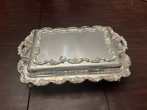 Poole Silver Co Silver Plate Lancaster Rose 409 Covered Buffet Dish 9 X 13