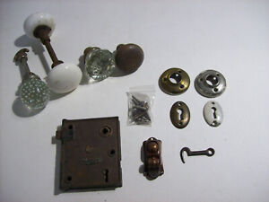 Mix Lot Of Antique Salvage Door Hardware Knobs Locks 