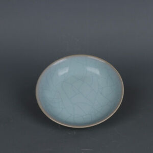 Chinese Song Ru Kiln Cracked Porcelain Celadon Glaze Plate 5 43 Inch