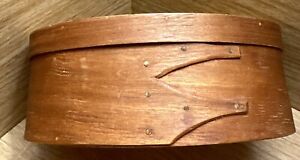 Vtg Shaker Box Walnut Pantry Small Case Mini 5 Sewing Notions Oval Wood Lid
