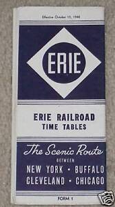 1944 Erie Railroad Time Table Old Train Schedule Old