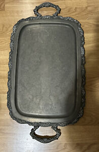 Vintage Oneida 24 X13 1 2 Rectangle Silver Plate Butlers Serving Platter Tray