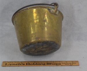 Antique Brass Fireplace Bucket Hand Made Rustic 8 5 X 6 H Original Early 1800s