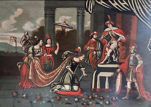 Flemish Dutch Old Master Queen Of Sheba 17thc Large Fine Antique Oil Painting