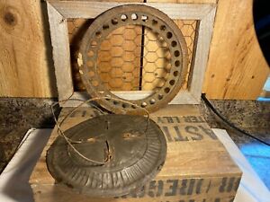 Lot Of 2 Antique Stove Pipe Vent Cover Round Heat Grate Register Ring