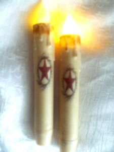 New Star Timer Taper Candles 2pc Deep Burgundy Twig Wreath Primitive 6 5 Grungy