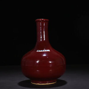 11 China Old Ming Dynasty Porcelain Xuande Mark Red Glaze Dragon Big Belly Vase
